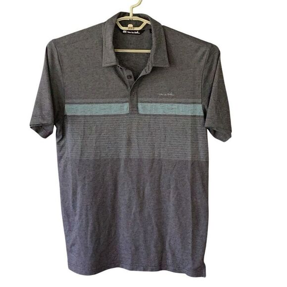 Travis Mathew Endless Horizon Stripe Golf Polo Shirt Gray Men’s Medium - Picture 2 of 6